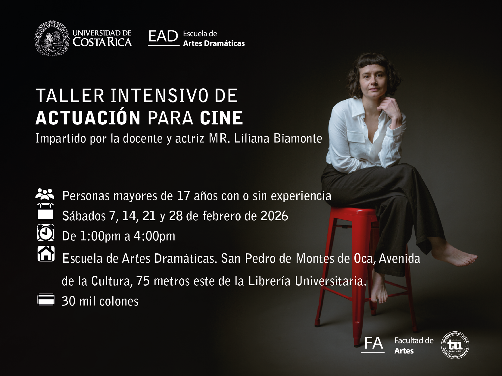 Taller intensivo de actuación para cine - Escuela de Artes Dramáticas